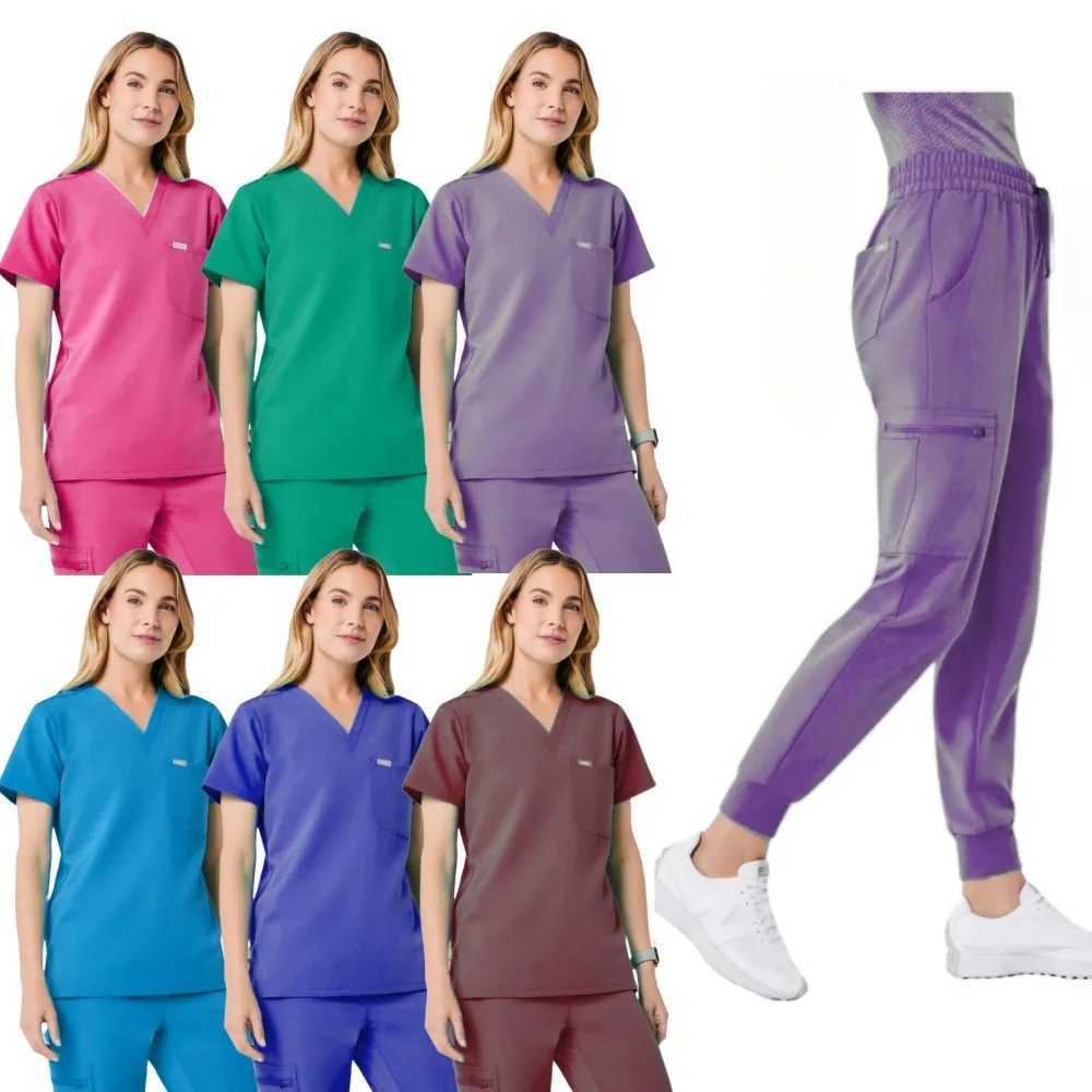 Unisex Medical Uniforms Doctor Clothes Men Nursing Clothes Beauty Come Nurse Scrubs Sets Dentist Workwear Clinical Tops Pants X2504101