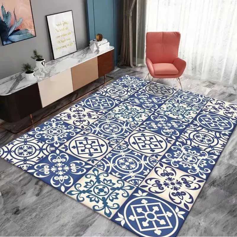 Ethnic Geometric Carpet Orange Brown Color Bold Pattern Non Slip Area Rug for Bohemian Living Room Home Decor Y251110