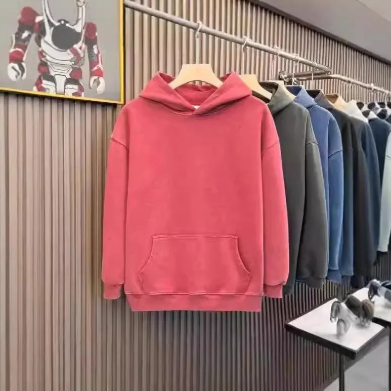 Washed Cotton Hoodie American Retro Solid Color Loose Mens Jacket Couples Casual Wear Heavyweight 400g Pure Cotton Hoodie 251110