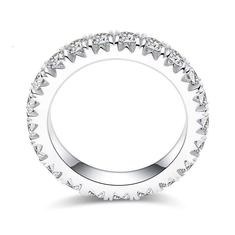 Classic Personality Design S925 Sterling Silver Row Full Diamond Shiny Ring High Quality VVS/D 3.00mm Mossanite Eternity Ring