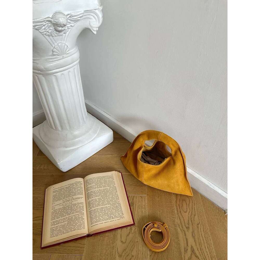 Nubuck Cowhide Niche Handbag High-Quality Suede Back-Of-Arm Triangle Crossbody Bag