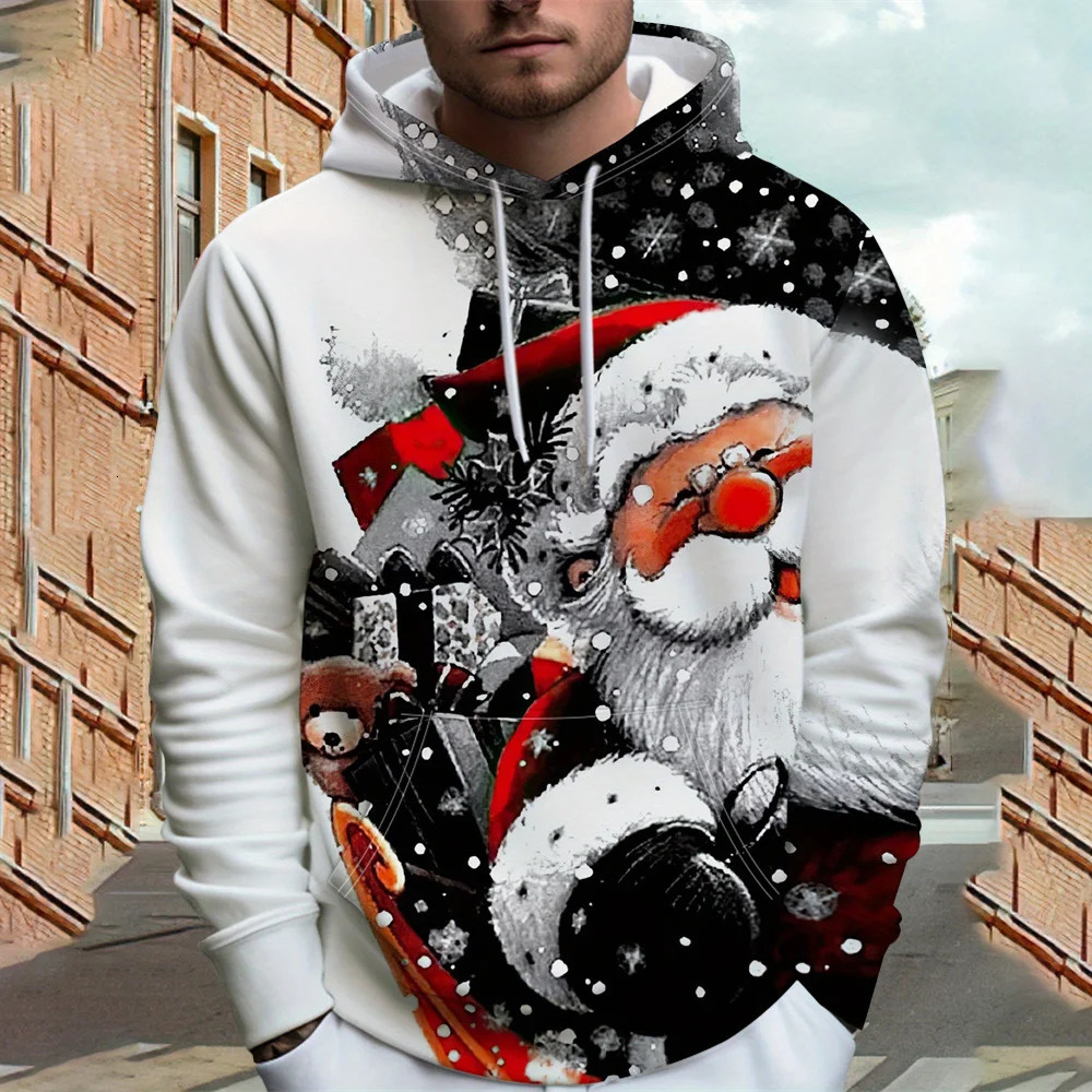 Christmas Mens Hooded Sweatshirts Year Fashion Sweatshirts Casual Streetwear Christmas-Print Sweatshirts Hooded Shirt 251106