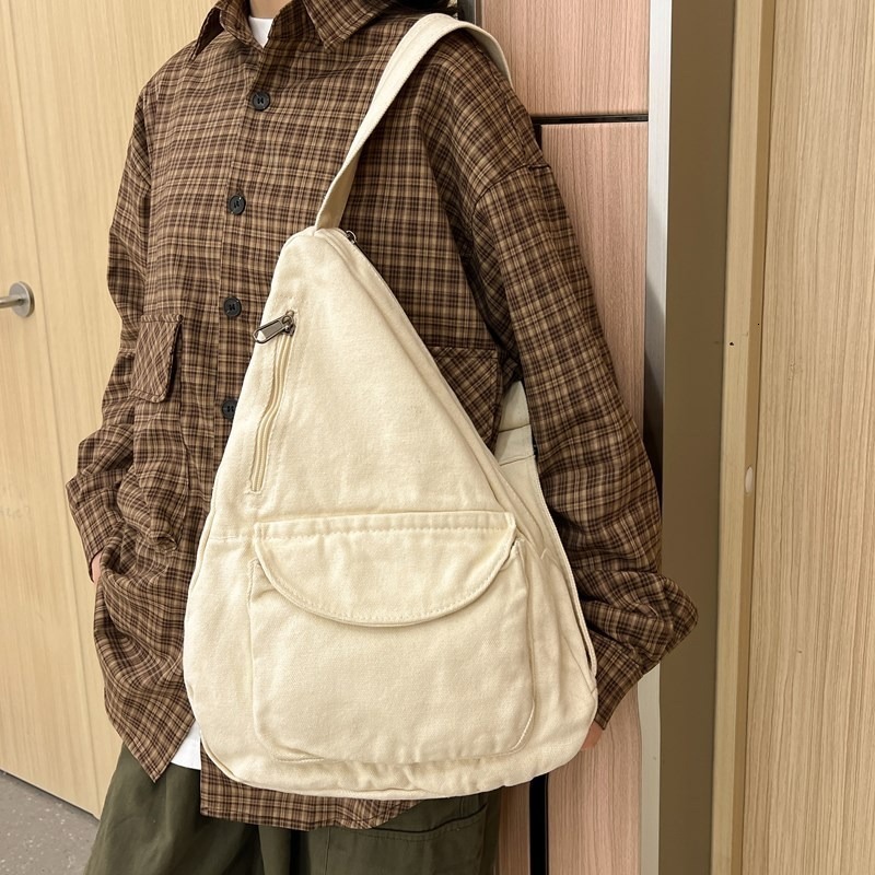 FL- 2025 Canvas Sling Bag, Solid Color Crossbody Bag, Women's Simple Chest Purse