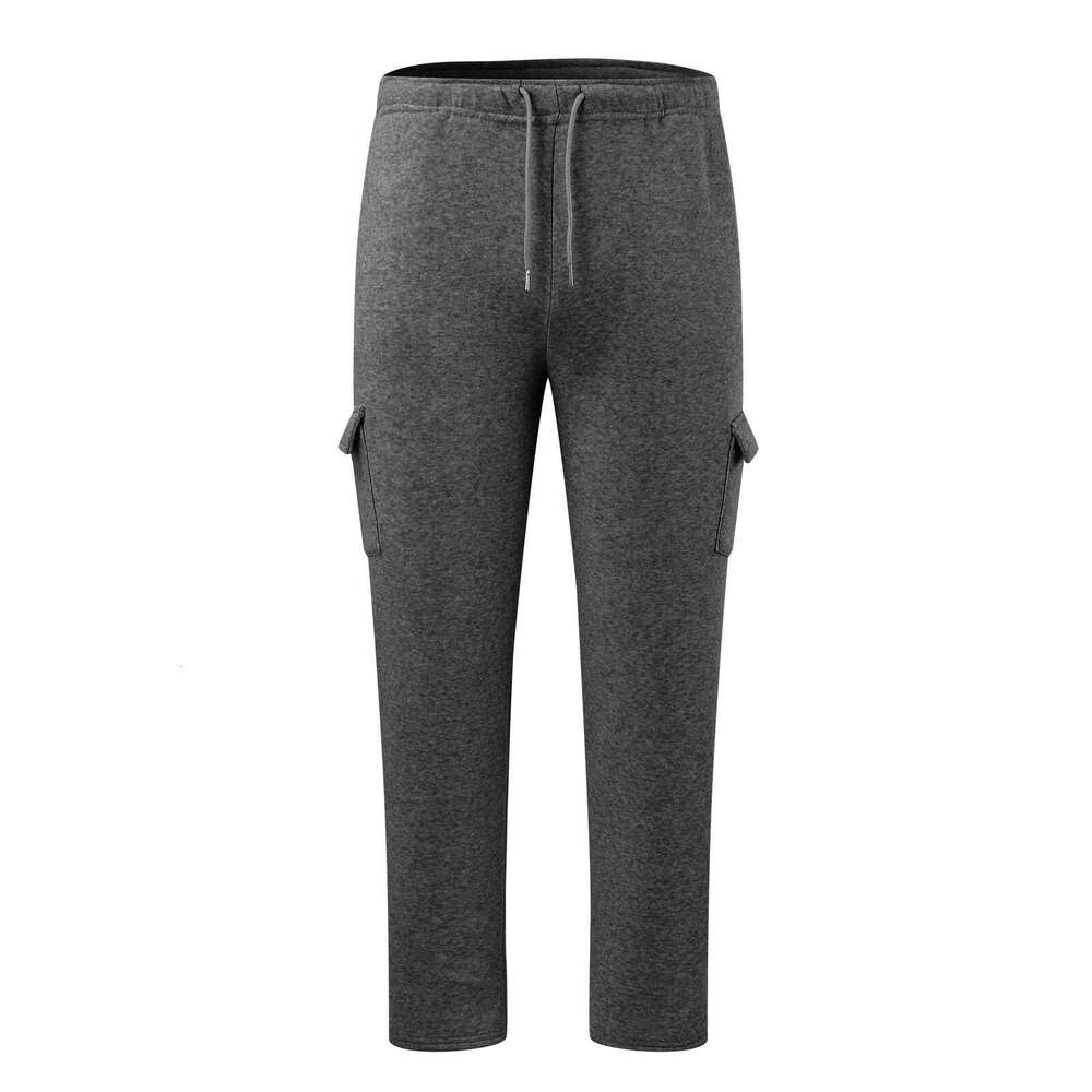 Winter Fleece-Lined Thickened European And American Multi-Pocket Pants Knitted Loose Men's Straight-Leg Casual Sweatpants a5bf 70d3