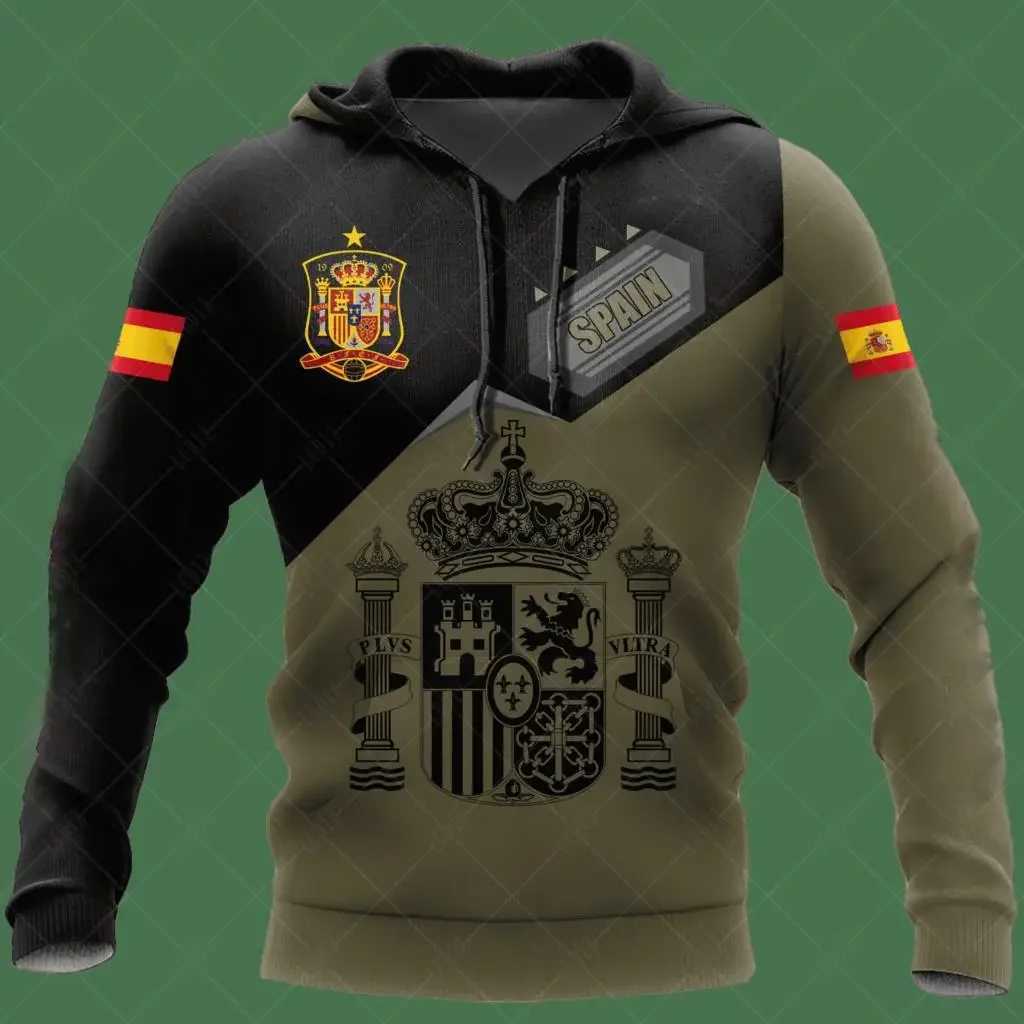 New Skull Hoodies Mens Hoodie 3D Print Spain Flag Tops Autumn Streetwear Hooded Hoodie M251111