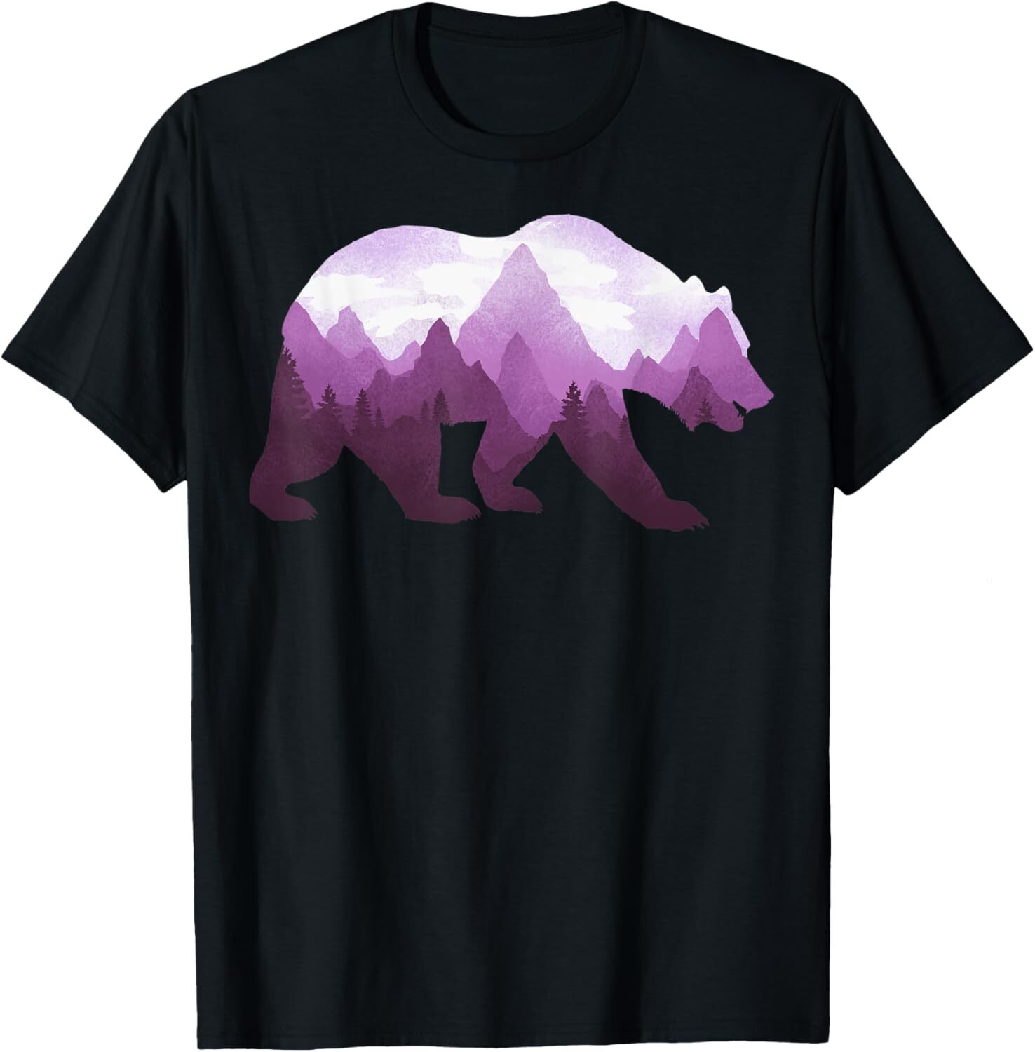 T shirt for Mens Bear Double Exposure Surreal Wildlife Animal Graphic Tops Clothes Short sleeve Fashion patterns