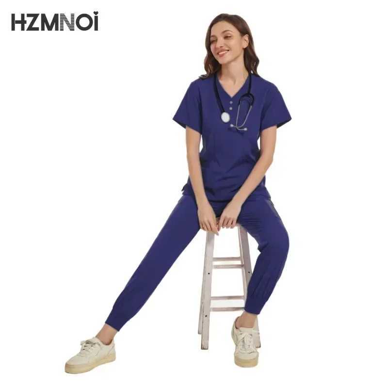 Multicolor Surgery Workwear Scrub Set Clinical Nurse Uniforms Short Slve Top+Pants Nursing Uniform Pet Shop Lab Doctor Clothes X250410