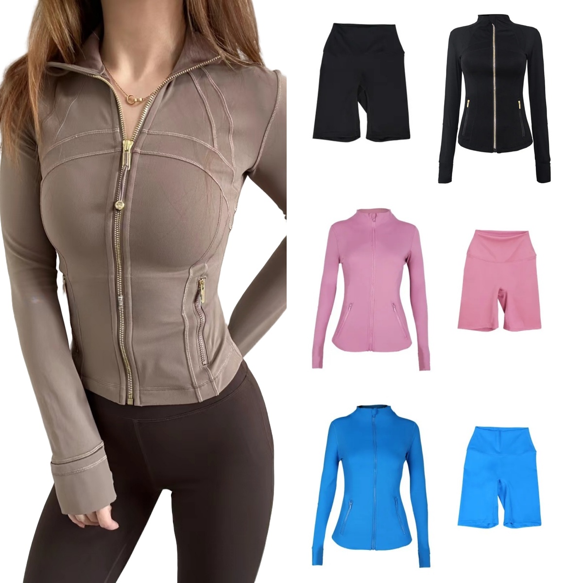 Workout Yoga Sets Shorts Leggings High Waist Sports Jackets Coat Elastic Sportswear Outfits Pants Gym Suits jackets sets gym set gym set