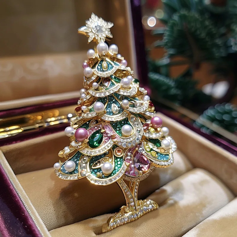 Original n Colorful Pearl Christmas Tree Corsage Highquality Elegant Brooch Crystal Pins for Women Men 251103