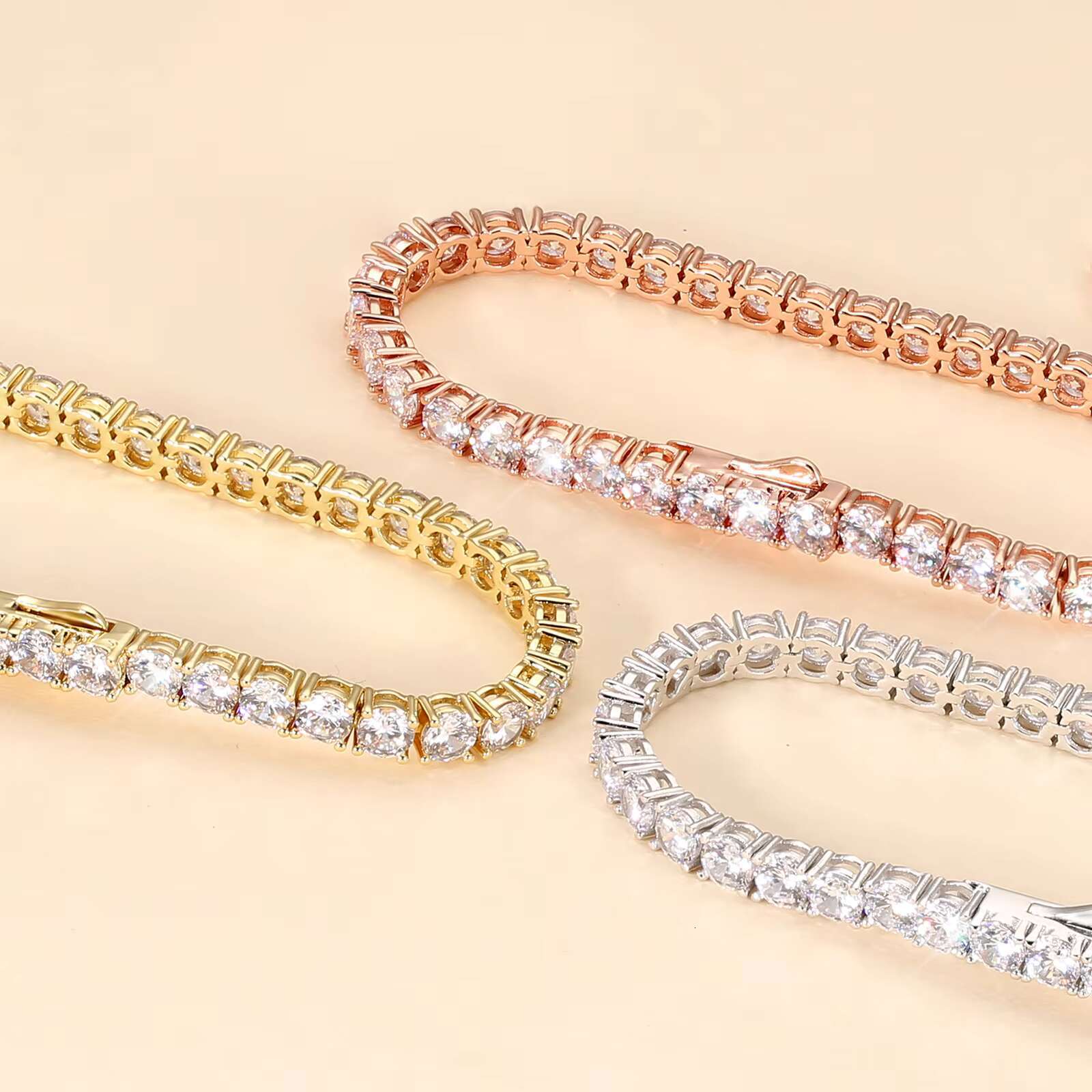 5MM 4MM 3MM Sterling 925 Silver Women Iced Out CZ Jewelry 14K 18K White Gold Plated Lab Diamond Man Zirconia Tennis Bracelet Men