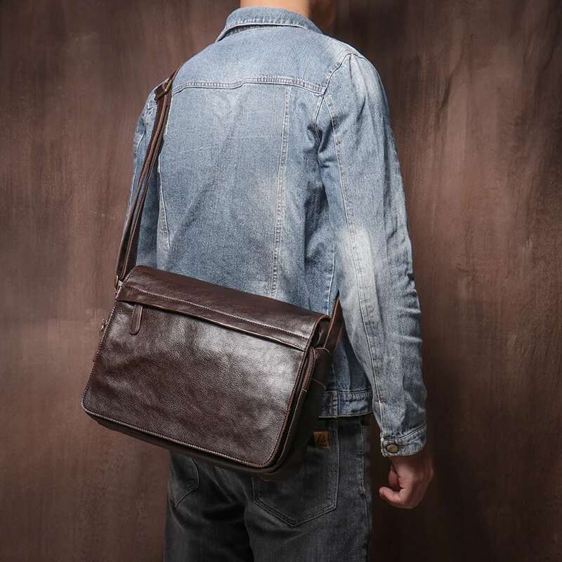 Women's Bags LUOKIR Classic Flap Messenger Casual Real Leather Shoulder Bag Men's Briefcase Crossbody Computer For 13 Inch Laptop