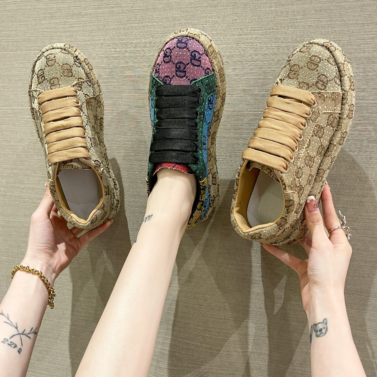 2025 spring summer new full rhinestone platform sneakers women versatile color block embroidery printed fashion trendy shoes colorful board shoes hot