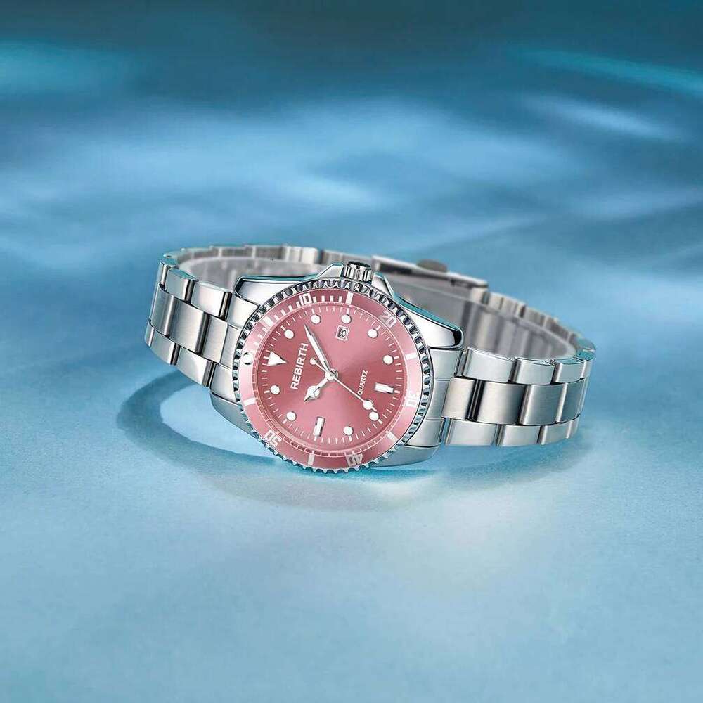 REBIRTH Original Fashion Business Stainless Steel Strap Automatic Date Waterproof Women's Watch
