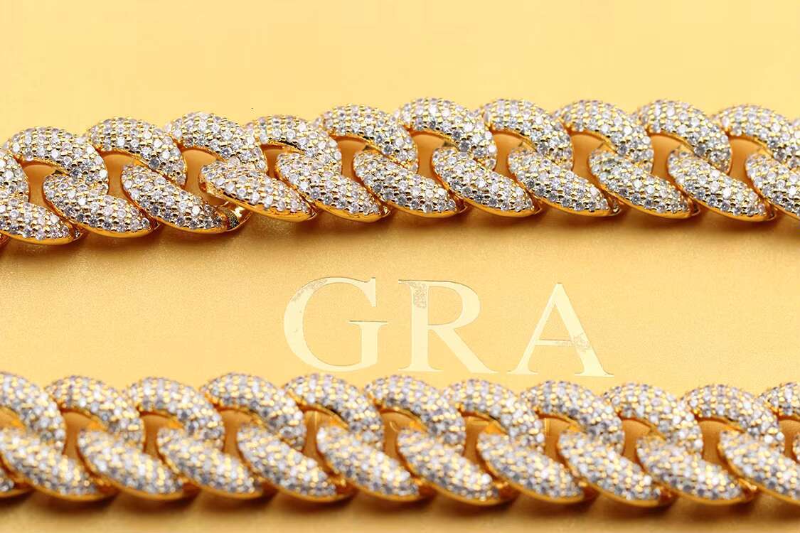 Best Seller Bling Iced Out 16mm Mens Miami Cuban Necklace 925 Sterling Silver Moissanite Diamond Jewelry Cuban Chain