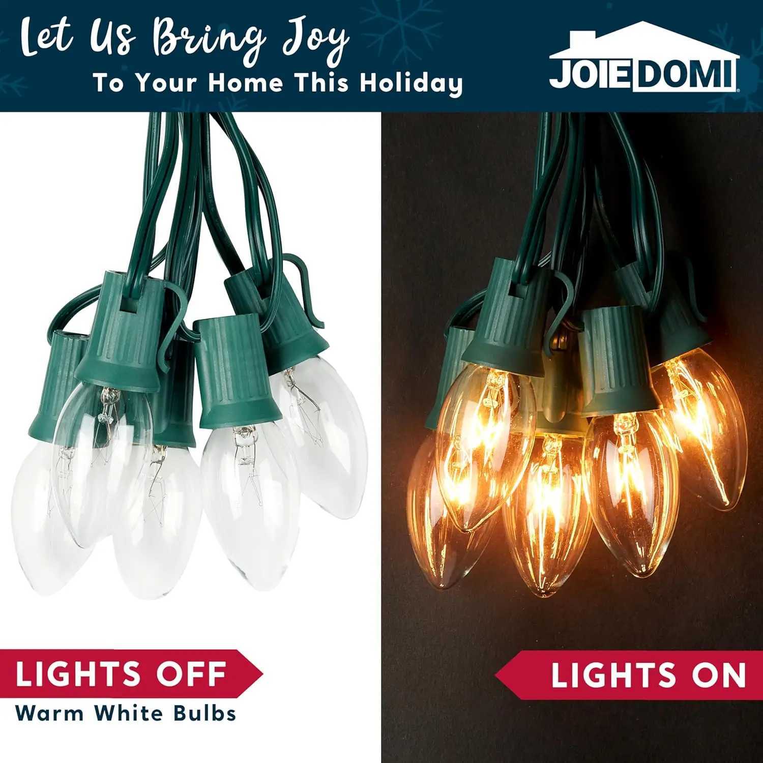 Christmas JOYFY C9 Christmas Pathway Lights 3075ft 24 Bulbs Outdoor Xmas Decorations for Holiday Waterproof Warm White Outside Yard Decor Y251111