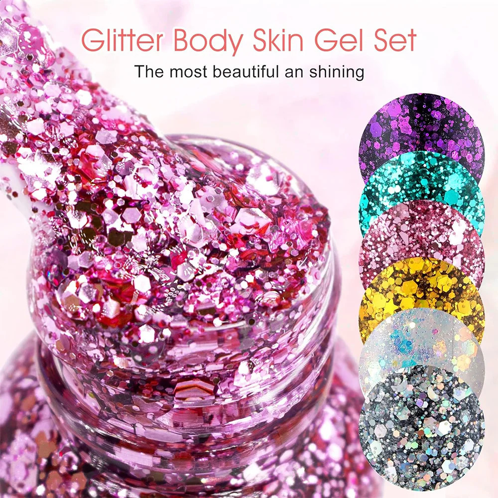 3pcs Body Glitter Gel Face Glitter Makeup Party Festival Glitter Gel Eye Eyeshadow Hair Glitter Gel for Bar Makeup 250410