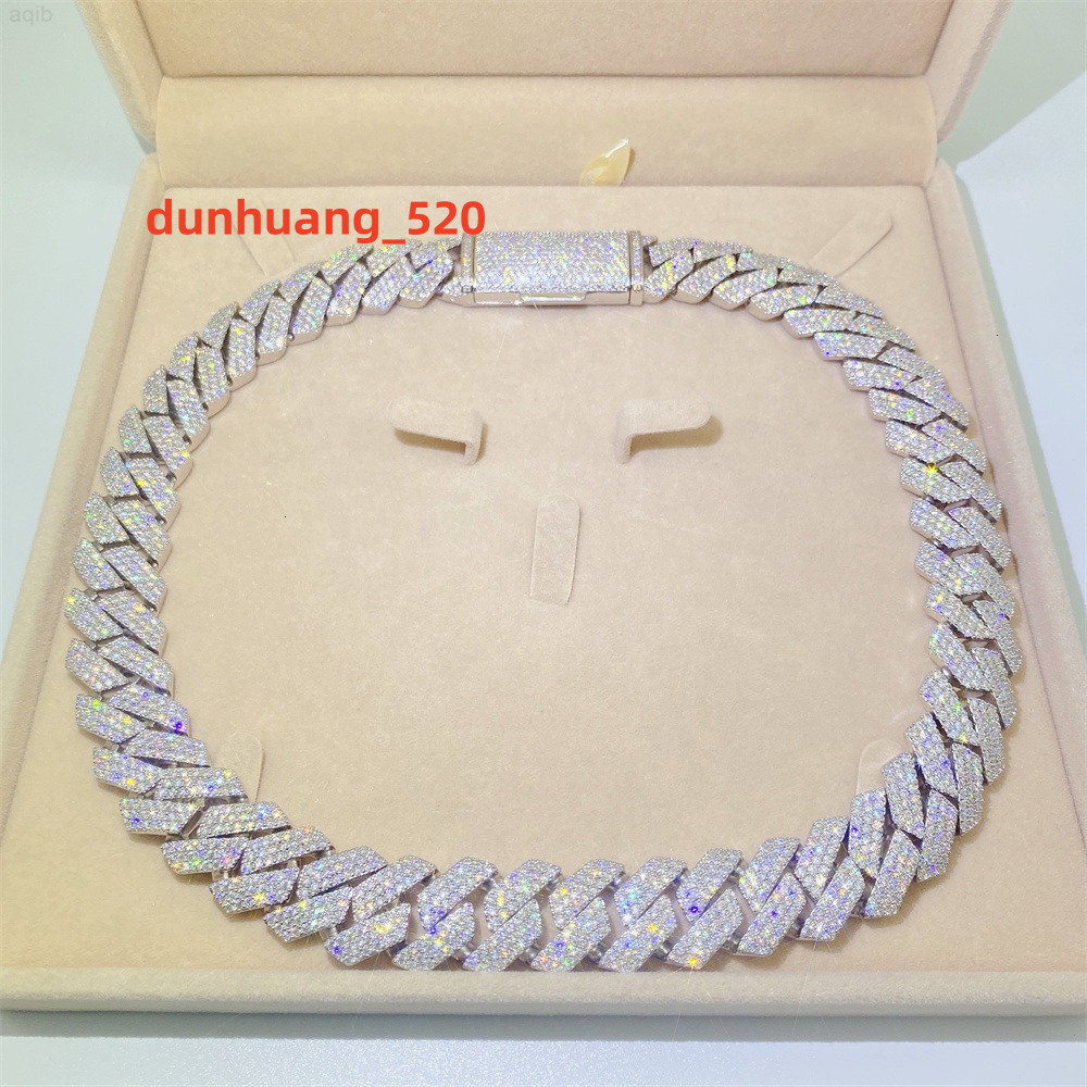 New Products Hip Hop Rapper Miami 18mm Cuban Link Chain Vvs Moissanite 925 Sterling Silver Iced Cuban Chain Necklace