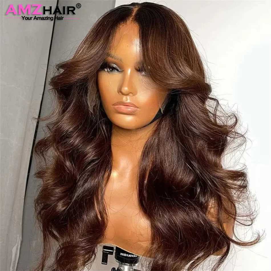 Chocolate Brown Body Wave 13X4 13x6 Lace Front Human Hair Wig For Women 360 Hd Full Lace Wig Brazilian Brown Colored Frontal WigT251111