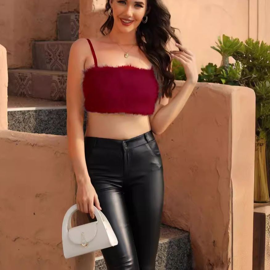 New sexy hot girl strapless vest solid color plush top