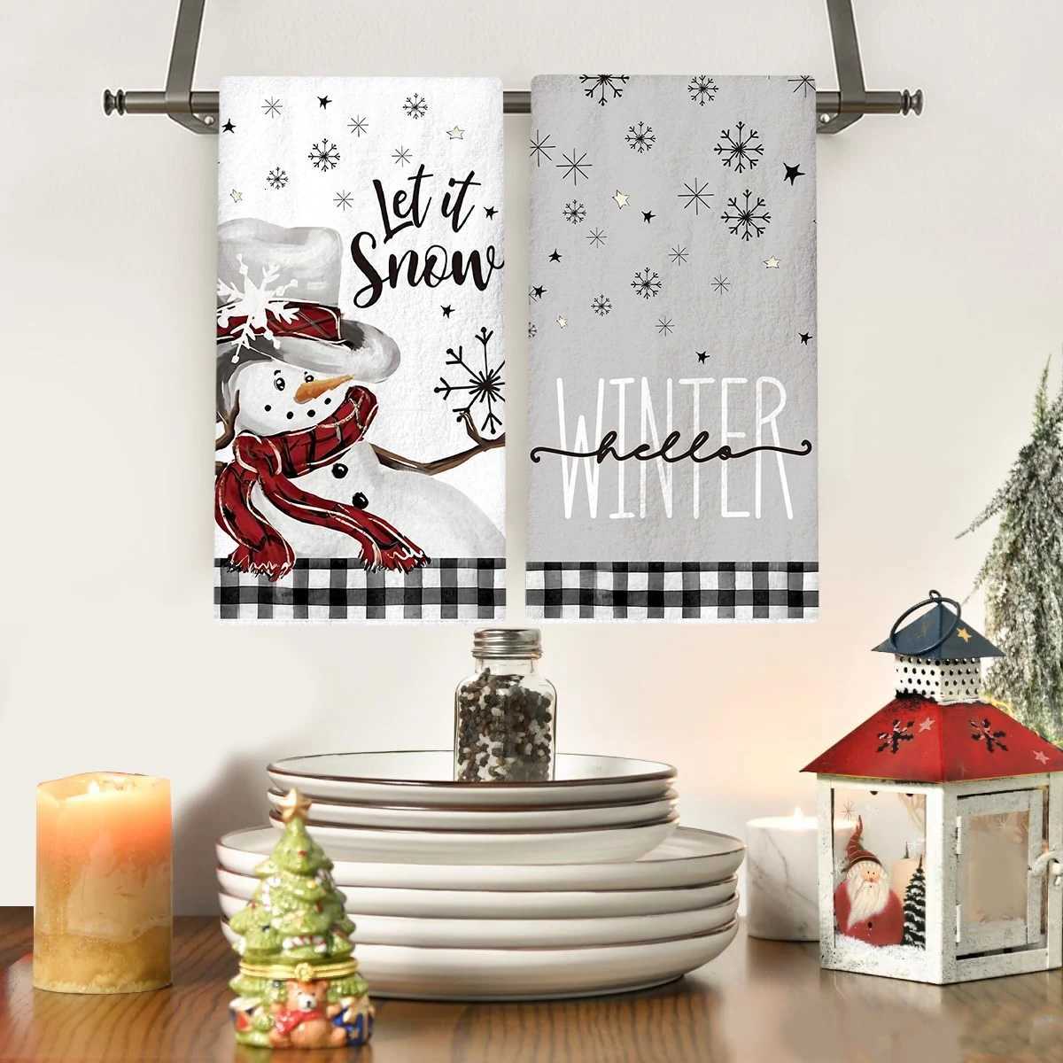 2pcs Christmas Kitchen Towels Merry Christmas Decoration 2025 Xmas Santa Claus Dish Towel Navidad Natal Gifts New Year 2026M251111