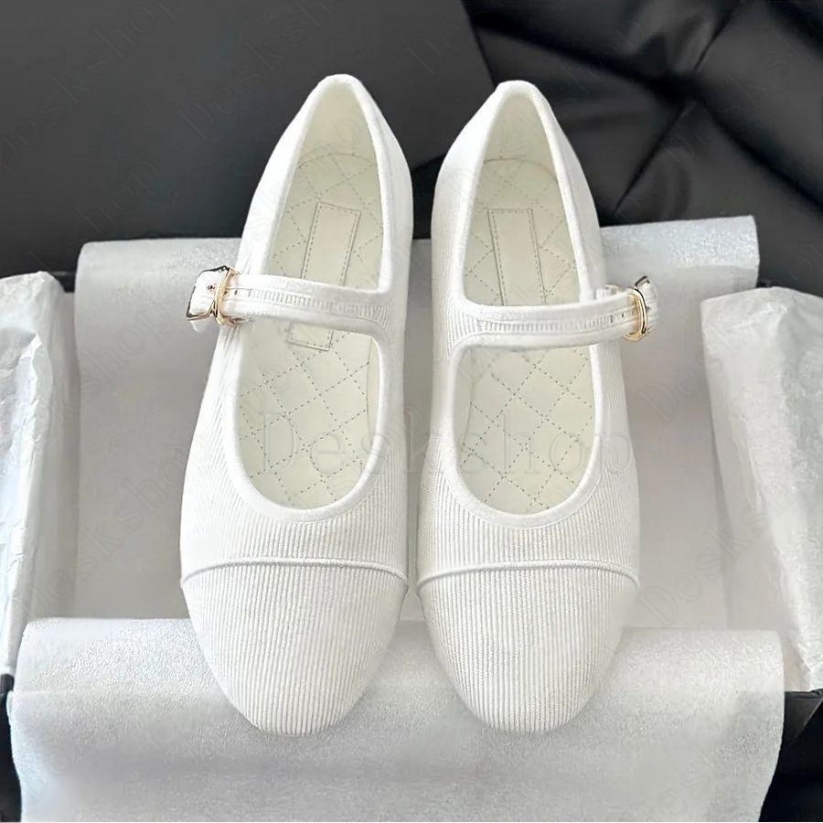 Luxury Mary Jane Ballet Flats Designer Strap Dress Shoes Womens Quilted Genuine Leather Slip On Ballerina Loafers Sandal Round Toe Ladies Sandals