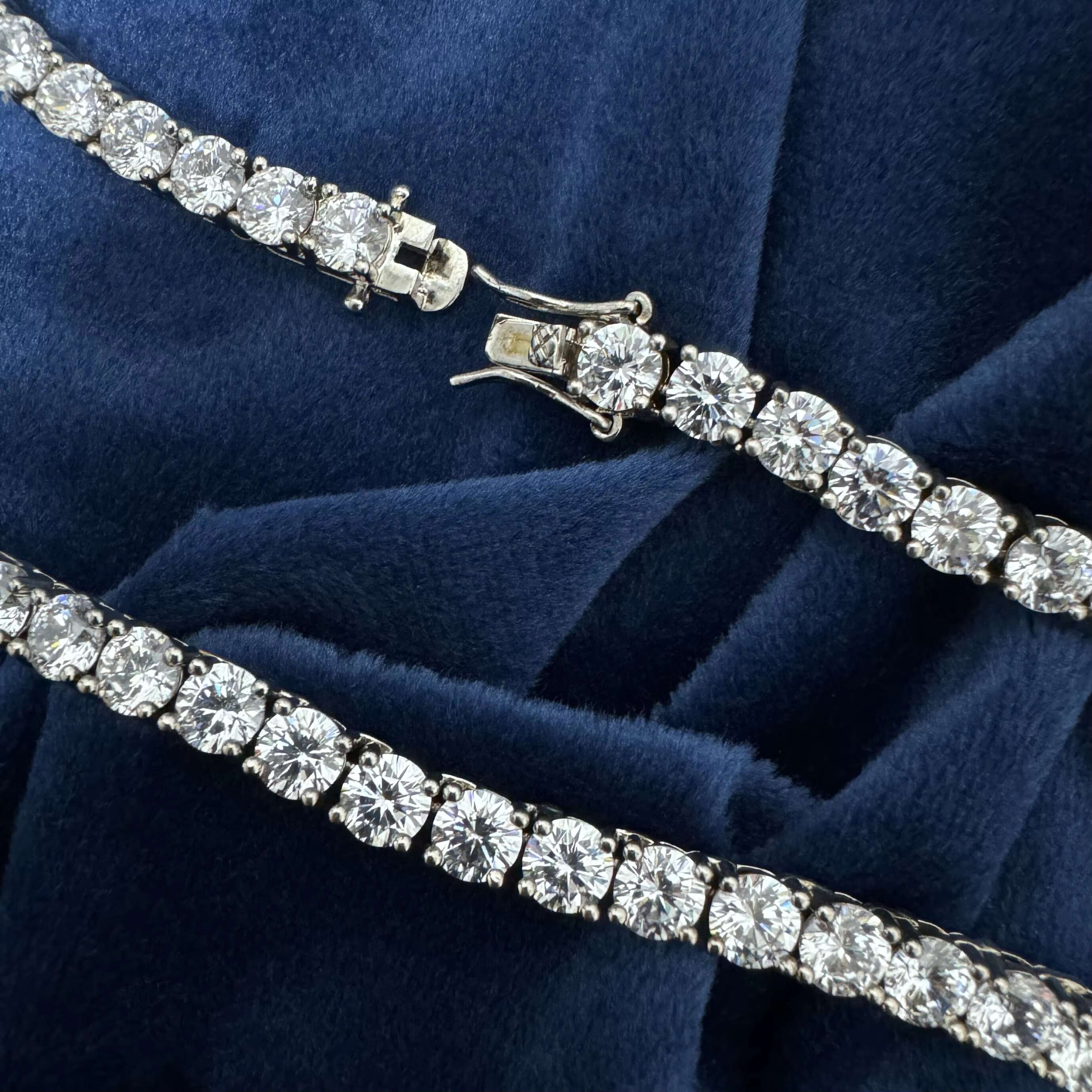 4mm Moissanite Necklace D Color VVS S925 Gold Plated Iced Out Moissanite Tennis Chain