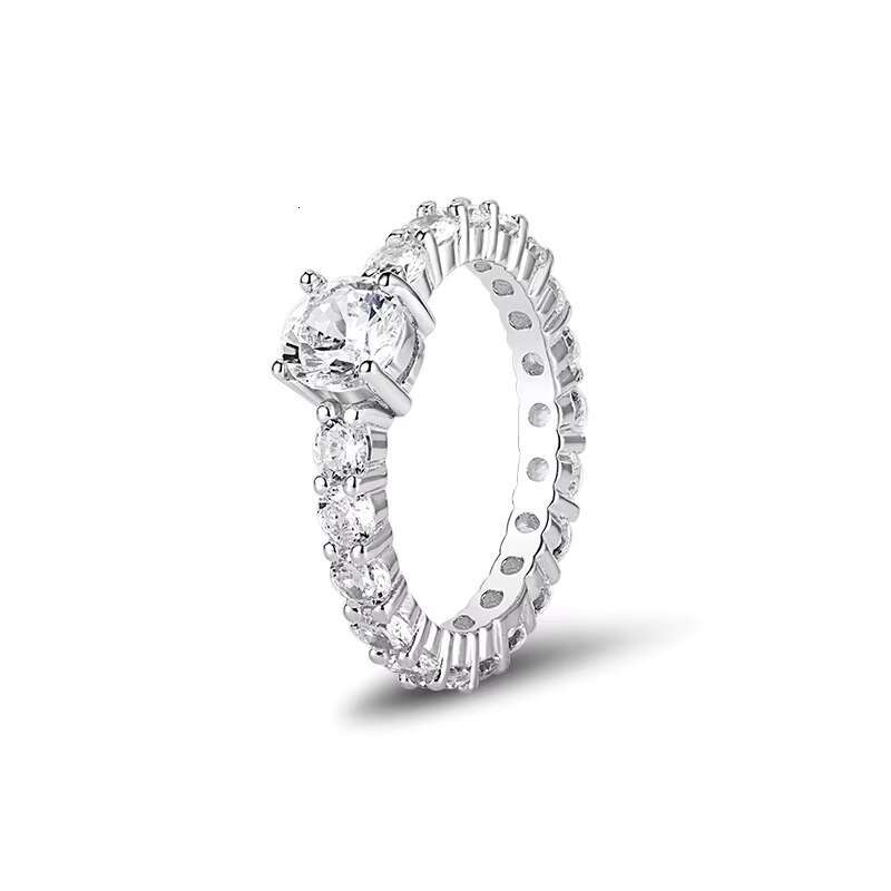 Custom 925 Sterling Silver Created Diamond Wedding Eternity Bands Engagement Rings Women Wholesale Jewelry