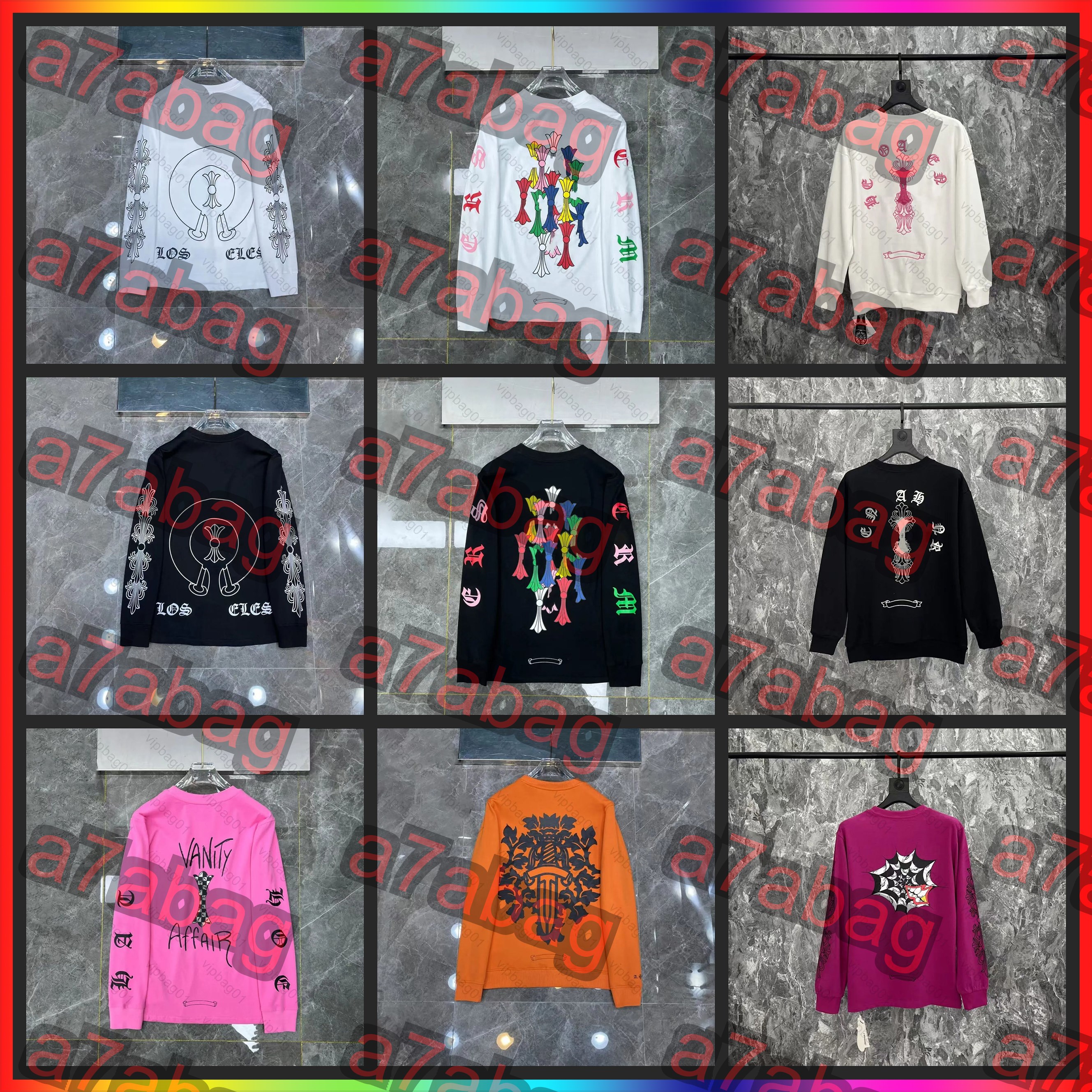 5A New Designer long sleeves Fashion graphic tee 2025 Top Sell chrome T Shirt Embroidered Letters Summer Luxurys Fashion Tops Shirts Men chrome long sleeve