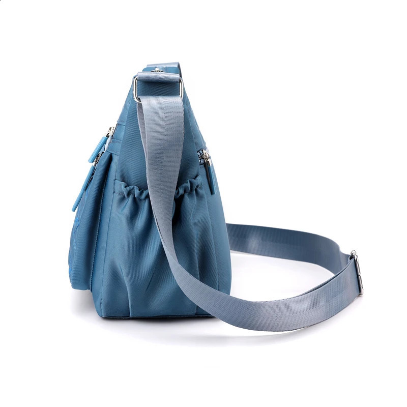 Womens zipper nylon cross body bag shoulder waterproof large capacity solid color suitable for womens travel and daily use 250401