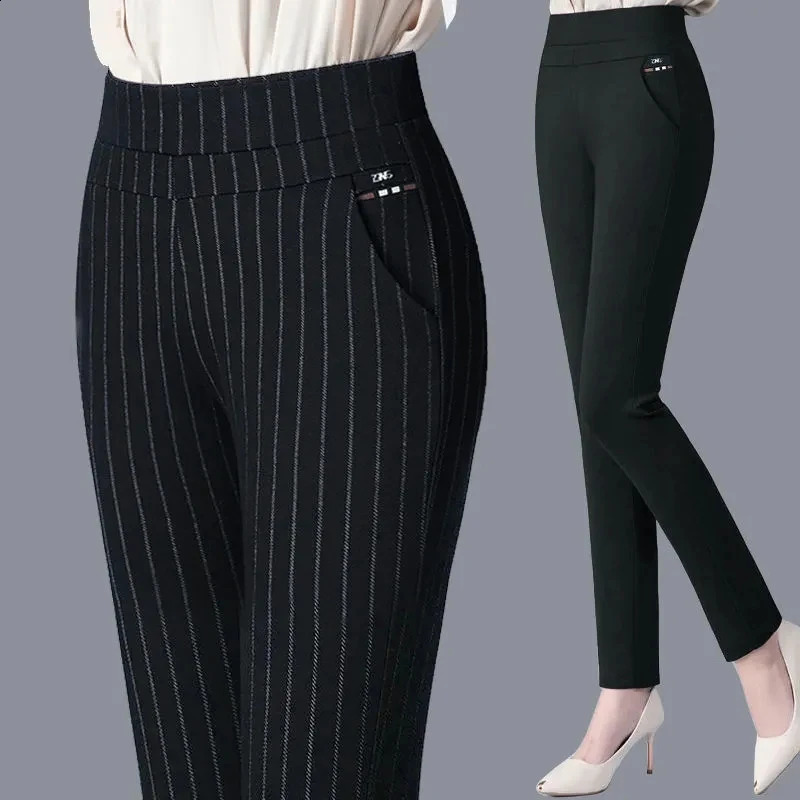 Thin and thick warm winter pencil pants for women chiffon elastic OL tight Thichen ultrathin 250411e