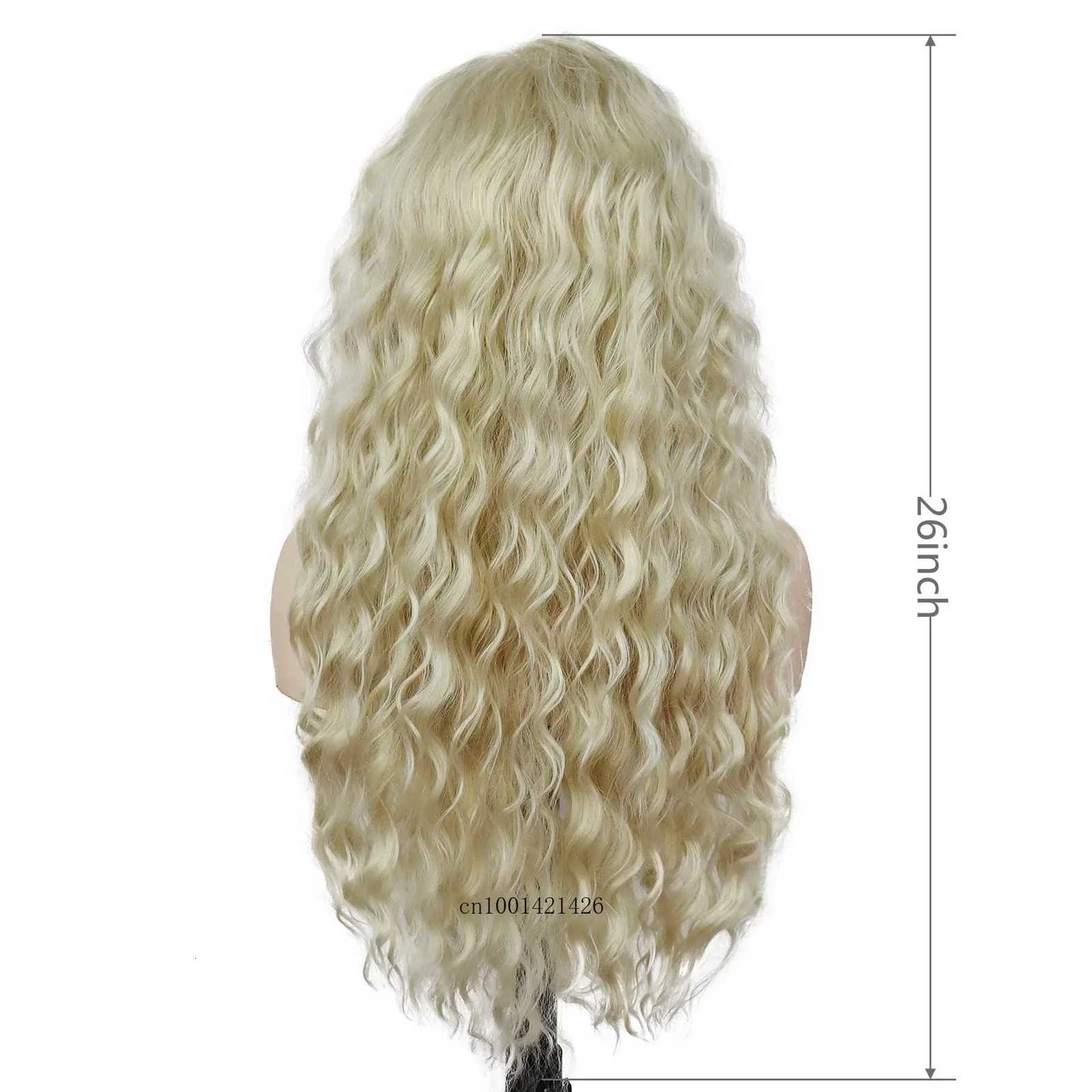 Synthetic Hair Realistic Long Yellow Blonde Curly Wig Free Part Hairline Light Thick Fluffy Wavy Wigs Natural Roleplay CosplayT251111