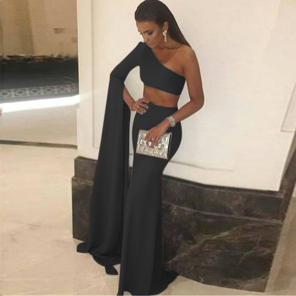 2025 New Summer Sexy One Shoulder Sleeve Open Umbilical Long Dress