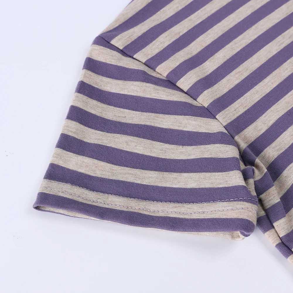 Brothers and sisters matching clothes Summer childrens sisters clothes Boys short sleeved T-shirts 2 girls purple striped dressesXJ250410