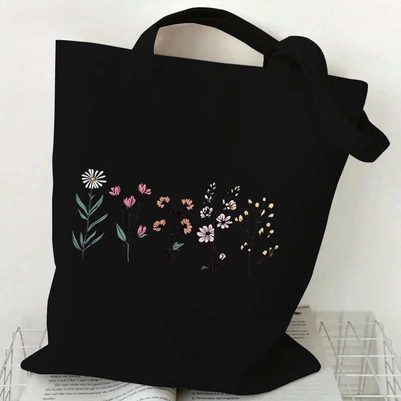 Vintage Wildflower Funny Canvas Tote Bag Women Butterfly Flower Shopping Simplicity Aesthetics Reusable Female Shoulder 251110