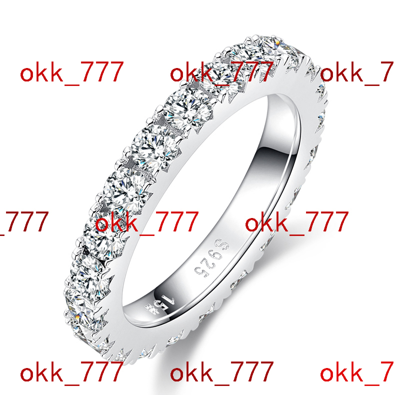 Classic Personality Design S925 Sterling Silver Row Full Diamond Shiny Ring High Quality VVS/D 3.00mm Mossanite Eternity Ring