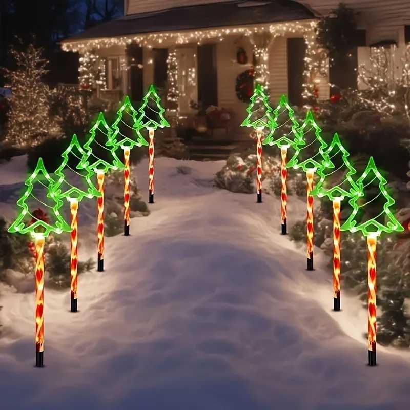 Christmas Solar-Powered LED Christmas Tree Lights - 5-in-1 Green Decorative String Lights with 8 Flashing Modes Y251111