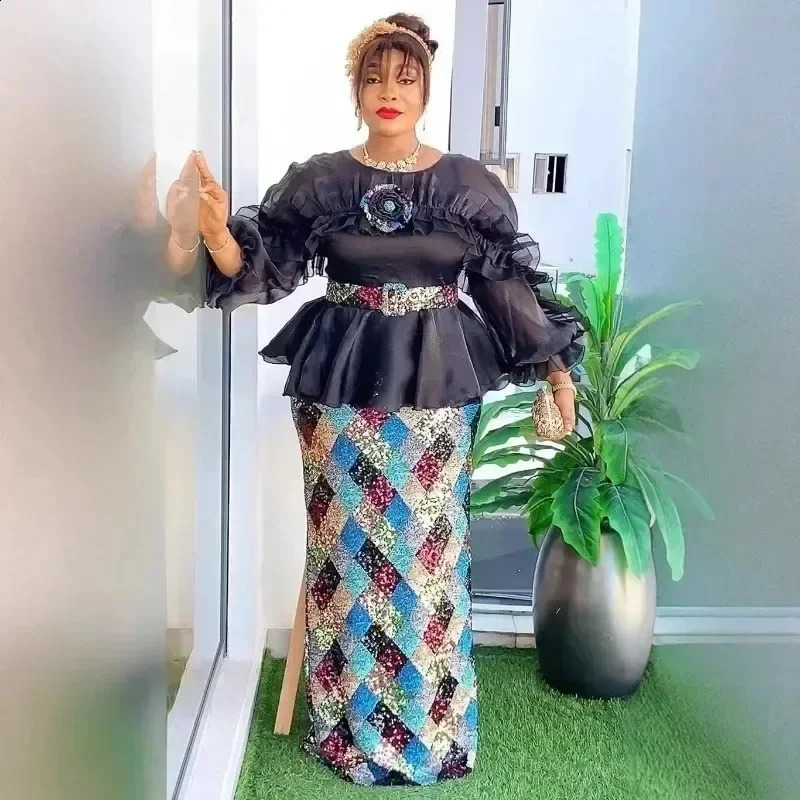 Elegant African womens clothing plus size Christmas wedding party long skirt Dashiki Ankara robe 250411