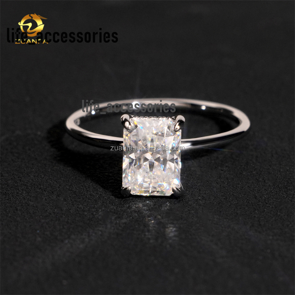 Female Elegant Style Bridal Wedding Jewelry 925 Silver Radiant Moissanite Diamond Engagement Ring Women With GRA Certificate