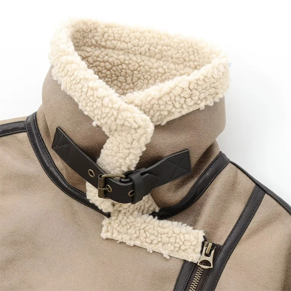 Autumn Womens European and American style Retro Loose Buckle Decoration Bottom Double sided Jacket Coat 251103