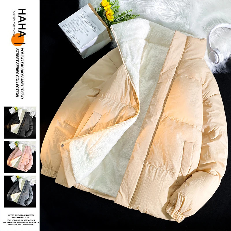 Youthful Oversize Mens Winter Jacket Streetwear Puffer Jacket Men Solid Padded Coat Men Warm Fleece Parka Coat Male 251106