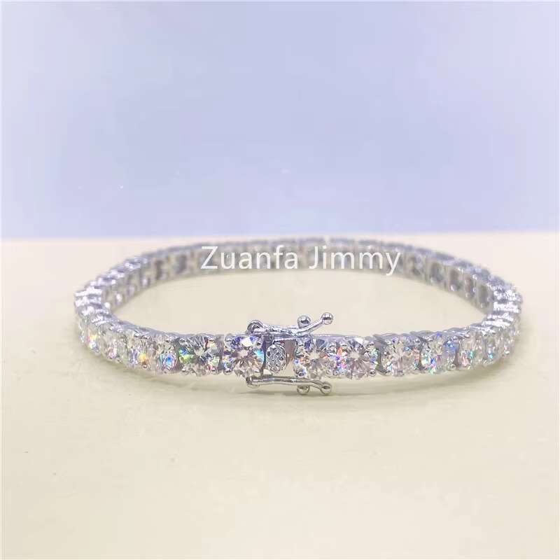 Double Safety Clasps 925 Sterling Silver Man Luxury Jewelry 5mm Stone Cluster 50 Pointers Moissanite Bracelet