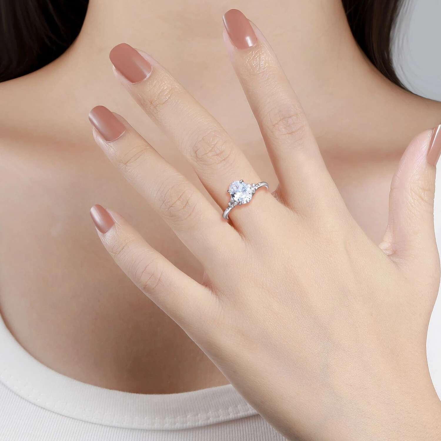 7x9MM Oval Moissnaite Ring Women GRA Certificate Passed Diamond Test Band S925 Silver