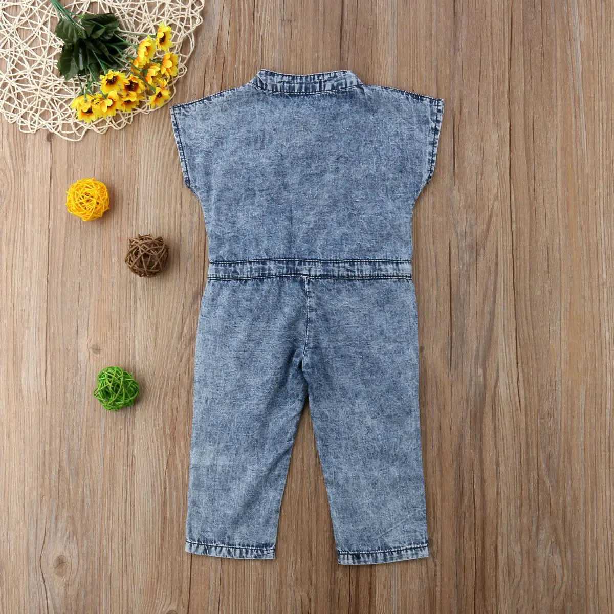 Summer childrens clothing denim sleeveless jumpsuit game suit long pants set 1-6TXJ250410