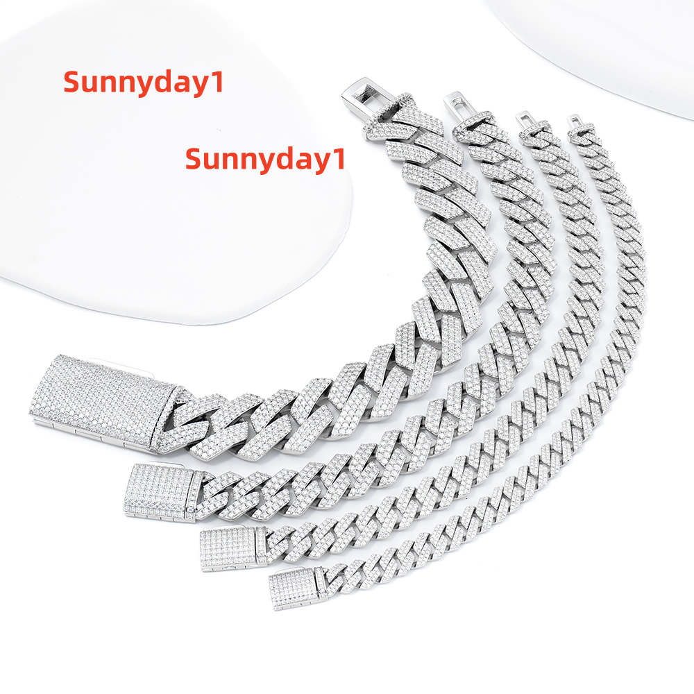 925 Silver Jewelry 8MM Iced Hip Hop Jewelry VVS Moissanite Cuban Link Bracelet for Men