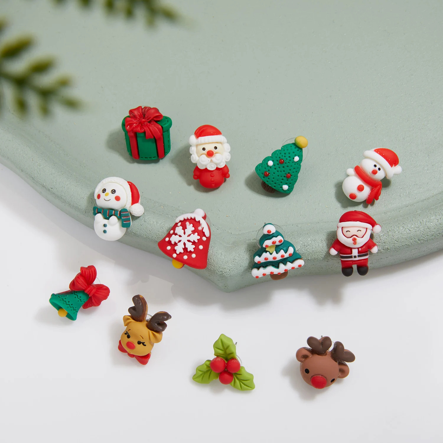 Fashion Christmas Ornaments Stud Earrings For Women Santa Claus Snowman Elk Tree Asymmetry Earring Year Jewelry 251103