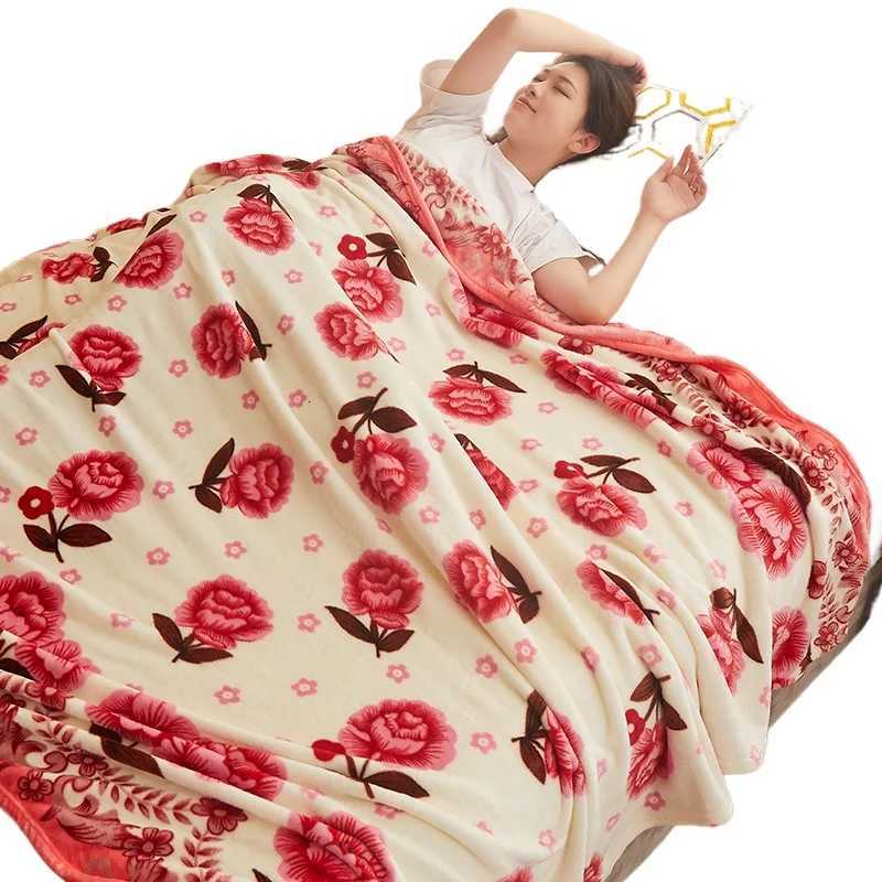2025 New Thin Blanket for Summer Soft Coral Fleece Flannel Blanket for Beds Flower Printed Plaids for Bed Blanket C251111