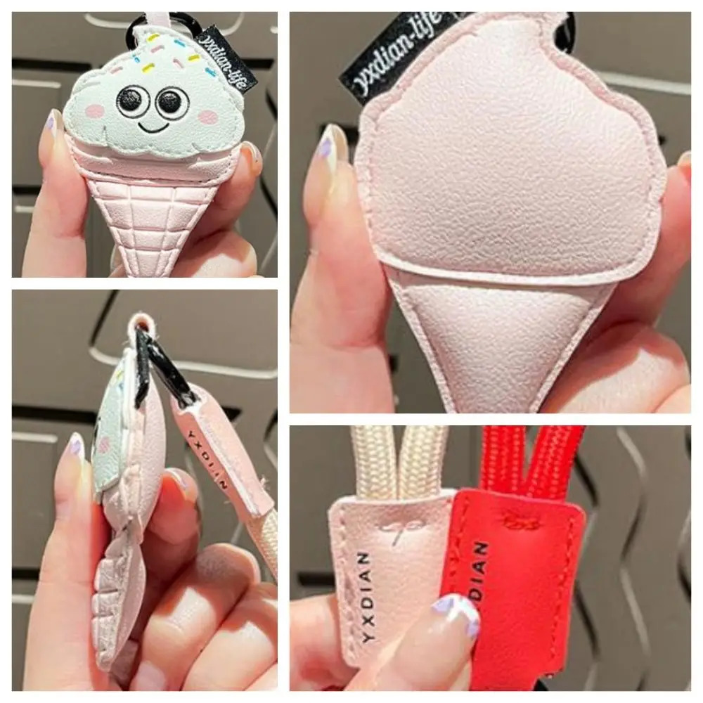 Funny Coffee Cup Shape Keychain Cartoon French Fries Ice Cream Pendant PU Leather Bag Hanging Charm Car Key Ring Bag Key Decor 251110