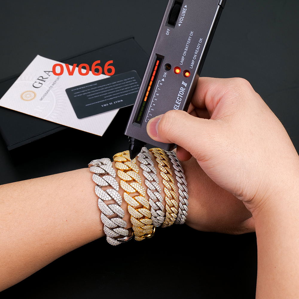 Wholesale Bulk Miami 8-20mm Gold Plated Silver 925 Vvs Diamond Mossanite Moissanite Iced Out Cuban Link Arc Bracelet for Men