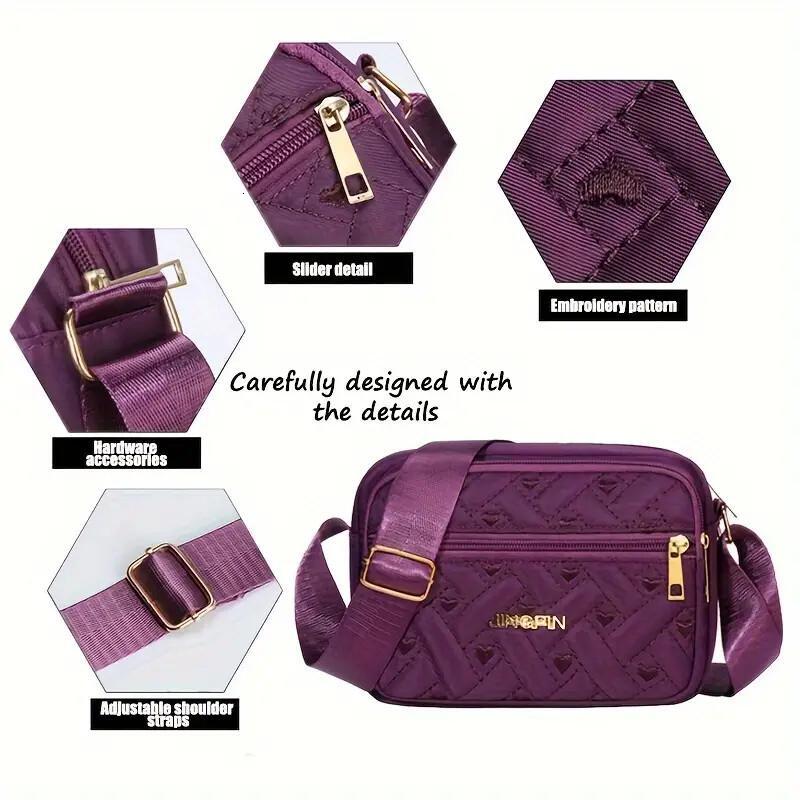 FL- New Oxford Cloth Multi-Layer Crossbody Bag Women's Bag Casual Embroidery Shoulder Mobile Phone Change Small Cloth Bag Business Bag