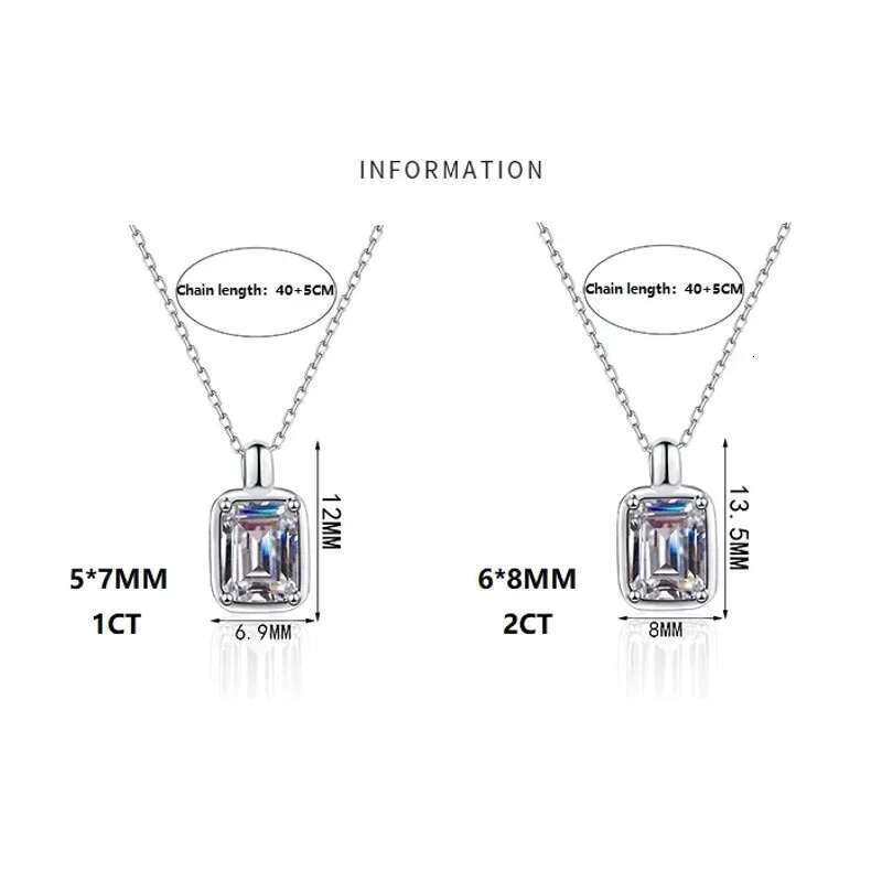 Halaile D Color Moissanite S Sterg Sier Sugar cube Pendant Necklace with GRA Neck chain Fine jewelry Women's Dainty Gift